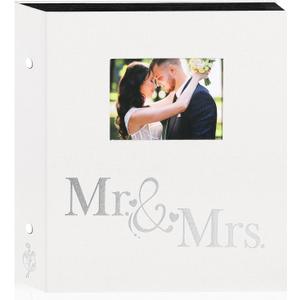 Lanpn Wedding Photo Album 4x6 600 Pocket Photos Slip in, Linen Cover Large Capacity Newlywed Marriage Window Album Hold 600 Horizontal Vertical Photos (Mr & Mrs, White)