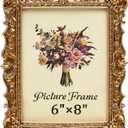 JANDERART Vintage Picture Frame 6x8 Inch, Antique Ornate Photo Frames with Glass Front, Baroque Design, Tabletop & Wall Hanging, Photo Gallery, Gold