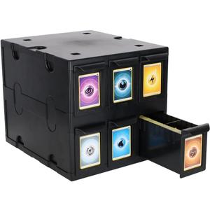 BCW 6 Drawer Card Catalog - Black | Stackable Trading Card Organizer Box | Holds Sports Cards, Gaming Cards, Toploaders & Magnetics | Heavy-Duty Black Plastic Storage with Dividers