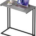 C-Shaped Side Table, Modern End Table with Metal Frame, Space Saving Design for Living RoomLarge Surface Couch Table for Bedroom, and Home Office24 x 12 x 24 inches (Grey)