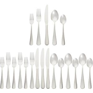 Silverware Set, Stainless Steel Flatware, Dishwasher Safe, Service for 4, 20-Piece Forks and Spoons, Round Edge, Everyday Use