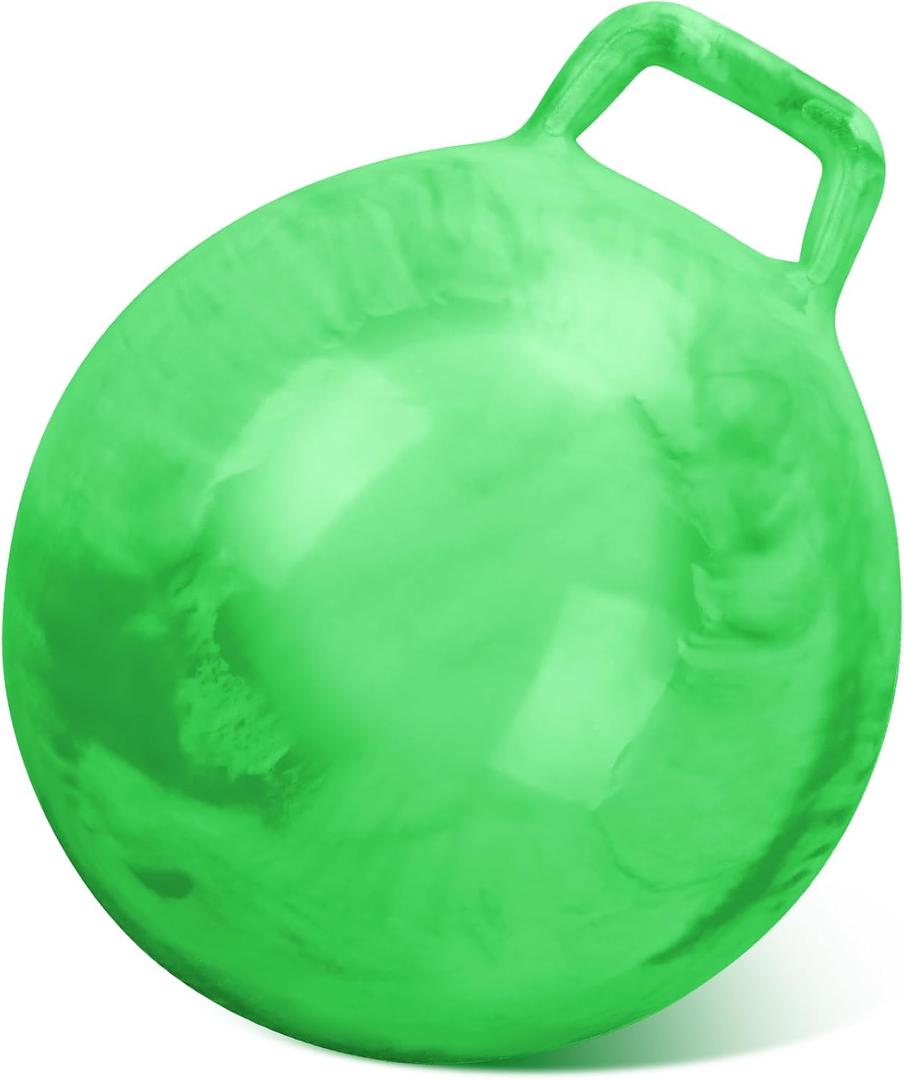 Gemscream Kids Bouncy Hopper Ball with Handle Jumping Hopping Exercise Balls for Toddlers Boys Girls Indoor Outdoors Sports School Games Exercise Gifts(18 Inch,Marbled Green)