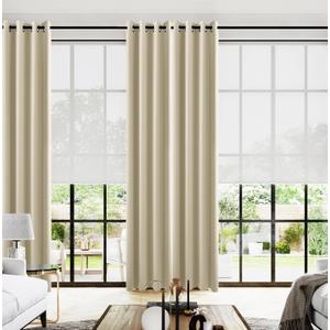 KOUFALL Beige Living Room Curtains 96 Inches Long,Blackout Grommet No Wrinkle Room Darkening Curtains for Bedroom 2 Panel Set 52x96 in Length