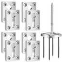 Shimeyao 8 Sets Newel Post Fastener Newel Post Mounting Kit Wood Handrail Installation Hardware Works on Finished Floors, Stairs, Ceramic Tile and Concrete, Rectangular (Silver)