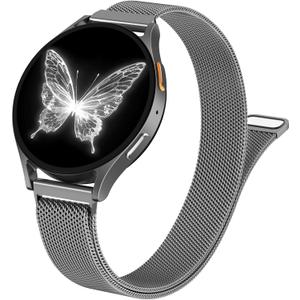 SNBLK Slim Metal Magnetic Bands Compatible with Samsung Galaxy Watch 7 Band 6 5 4 FE 40mm 44mm/6 Classic/Active 2/5 Pro/3, 20mm Milanese Stainless Steel Mesh Strap for Samsung Watch Bands for Women (Space Gray)