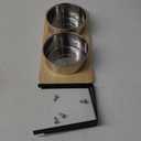 Elevated Cat Bowls, 15 Tilted Raised Cat Food Bowls Wood Pet Bowls with Stand Anti Vomiting 2 Stainless Steel Bowls for Cats and Puppy
