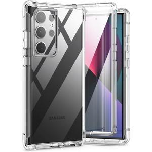 SURITCH for Samsung Galaxy S23 Ultra Clear Case 6.8" (Only), [Built-in Screen Protector] Full Body Protective Hard Shell+Soft TPU Phone Case for Samsung S23 Ultra -(Full Clear)