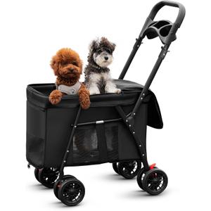 Pet Stroller Cat Dog Stroller Travel Folding Pet CarriersBlack