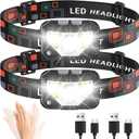 Rechargeable Headlamp LED 1200 Lumen Head Lamp with 8 Mode Motion Sensor White Red Light Waterproof Headlight for Running Cycling Working Camping HL-DJ Pack of 2
