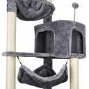 YUNIQUE Cat Tree with Cat Condo and Big Hammock, Grey
