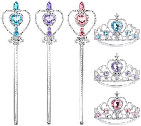 BIBUTY Princess Crown Tiara for Little Girls Princess Dress Up Accessories, 6PCS Princess Tiara Toddler Crown for Kids