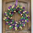 Wavwavw 6 Pcs Mardi Gras Floral Picks and Sprays Decoration Mardi Gras Leaf Branches Vase Filler Purple Yellow Green Tree Wreaths Tree Ornament for Carnival Party Indoor Outdoor Home Decoration