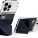 MOFT Reusable Adhesive 4-in-1 Cell Phone Grip, Phone Stand, Card Holder, Adjustable Viewing Angles, Thin Design with Grip to be Held for All iPhone Android Smartphones (Dark Blue)