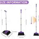 Broom and Dustpan Set with Long Handle, Light Weight Stainless Steel Poles Stand Upright Dustpans with Broom Combo for Home Kitchen Office Pet Dog Hair, 1-Pack (Purple)