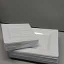 Aya's 60ct White Square Disposable Plates - Heavy Duty Plastic Party Plates for Christmas, Thanksgiving (30 Dinner & 30 Salad)