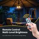 Patio Umbrella Light with Remote Control, Rechargeable Cordless LED Edison Bulbs Pole Light with 10 Brightness Levels for Garden, Patio, Backyard, Camping or BBQ - Brown (1 Pack)