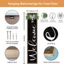 Welcome Sign for Front Porch Standing 45"X9" Large Outdoor Decor Rustic Vertical Leaner Wood Frame Porch Tall Welcome Signs for Farmhouse Outside Front Door Decorations (Wood Black)