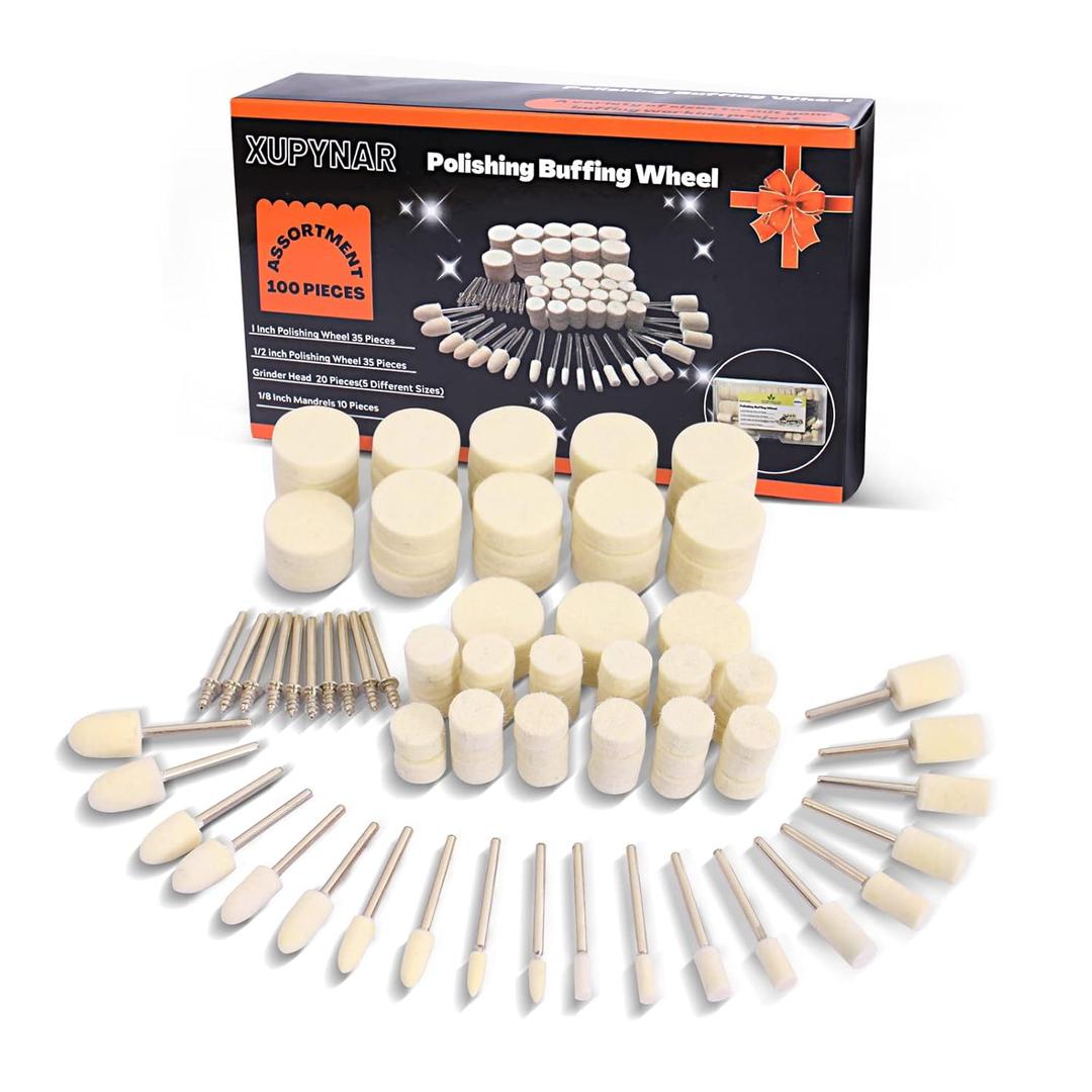 100PCS Polishing Buffing Wheel for Dremel Polishing Kit, Polishing Wheel for Dremel Tool Accessories, with 1/8" Shank for Buffing Wheels