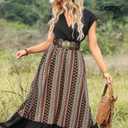 LEACOOLKEY Women's Boho Disc Belt Wide Western Leather Belt Vintage Concho Waist Belts for Dress Jeans (Brown)