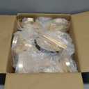 Bokon 6 Pcs Crystal Gold Cake Stand Round Dessert Cupcake Holder Metal Stand Table Cake Pedestal with Crystal Pendant and Wedding Bead Dessert Cupcake Pastry Display Plate for Wedding Birthday Party