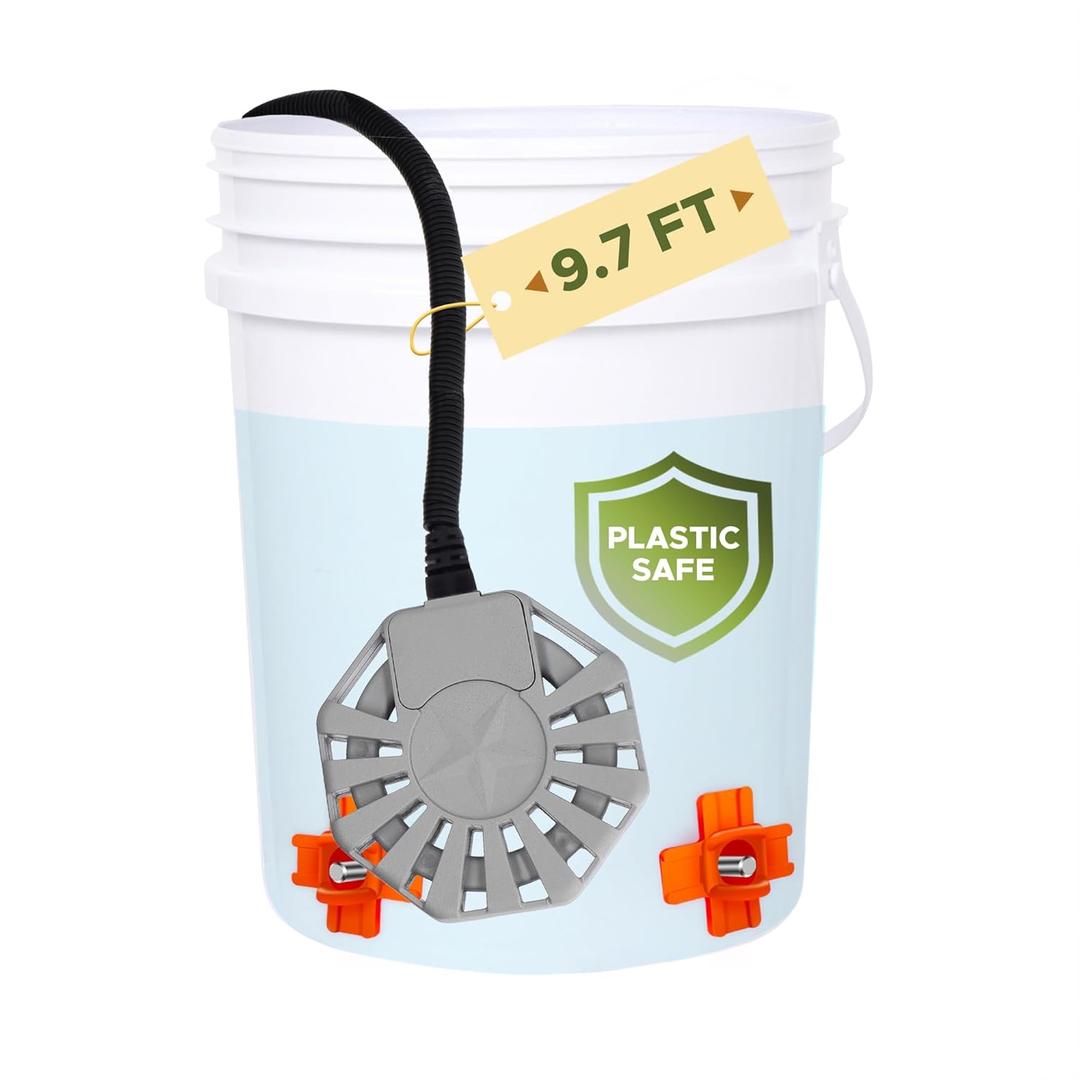 500W Chicken Water Heater, Submersible 5 Gallon Heater Deicer, Heated Chicken Waterer for Winter, Heated Poultry Waterer, Freeze Proof, Outdoor Stock Tank and Water Trough Warmer for Livestock