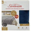 Sunbeam Microplush Queen Electric Heated Blanket with Preheat Feature Two Digital Controller 10-Heat Settings Auto Shut-Off , UL Certified for Safety, Legion Blue, King