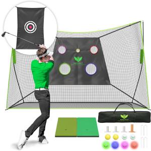 Golf Net for Backyard Driving - 10x7ft Heavy Duty Golf Practice Nets for Indoor/Outdoor Training, Real & LED Balls, Portable Hitting Net, Equipment for Golfers Backyard Driving Chipping Swing
