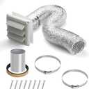 Dryer Vent Kit Through Wall with Hose/Duct Connector/Wall Plate,3 Inch Dryer Vent Hose Connector Ducting Kit for Bathroom Exhaust Fan Ventilation,Ceiling Washer Air Circulation