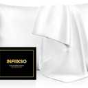 INFIIXSO Mulberry Silk Pillowcase for Hair and Skin, Silk Pillow Cases Standard Size with Hidden Zipper 20x26 Inches, Extraordinary Smooth and Soft Cooling Pillow Cases for Hot Sleepers(White, 1 Pack)