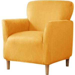 Velvet Banquet Armchair Slipcovers Soft Chair Covers Armchair 1-Piece Stretch Chair Covers for Living Room Nonslip Outdoor Armchair Slipcover Kids Pets Friendly Furniture Protector, Gold (1 PC, Velvet Gold)