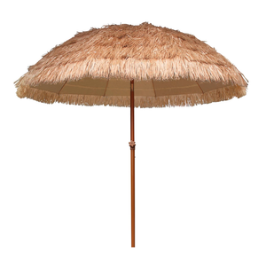 AMMSUN 7.5ft Hula Thatched Tiki Patio Beach Umbrella Hawaiian Style 10 Ribs UPF 50+ with Tilt Carry Bag for Outdoor Tiki Bar, Tropical Palapa, Patio Garden Beach Pool Backyard Natural Color