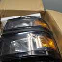 Headlight Assembly Compatible with 2014-2015 Chevy Silverado 1500 Headlights Headlamps Left+Right 14-15 Lights (GLOSS BLACK FRAME+BLACK INNER+AMBER SIDE)