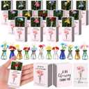 Wonderjune 12 Sets Mini Thank You Gifts Bulk for Women Positive Mini Flowers with Bud Vases Desk Decor Back to School Student Gifts Small Box Breathing Employee Appreciation for Staff (Green)