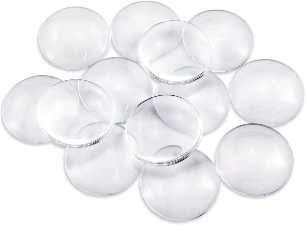 Faxco 30-Pieces Transparent Glass cabochons, Clear Glass Dome cabochon, Non-calibrated Round 1.57 inch/40mm for Photo Pendant Craft Jewelry Making