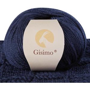 Gisimo 100% Inner Mongolian Cashmere Yarn, 6-Ply Luxurious and Soft Yarn for Hand Knitting & Crocheting (Navy Blue,1 Ball)