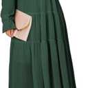 BLENCOT Womens Casual Boho Floral Printed V Neck Long Sleeve Long Maxi Dress Spring Summer Dresses (Green, L)