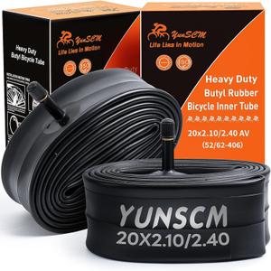 2-PCS 20" Heavy Duty Bike Tire Tubes 20x2.10/2.40 Schrader Valve (52/62-406) 20 Bicycle Inner Tubes Compatible with 20x2.10 20x2.125 20x2.20 20x2.25 20x2.3 20x2.35 20x2.4 Tire Tubes