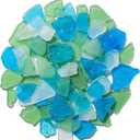 Keedolla Tumbled Sea Glass for Crafts - 10 OZ Flat Frosted Seaglass Pieces Crushed for DIY Art Crafts, Vase Filler, Beach Weddings, Aquarium and Home Decor - Blue, White, Green