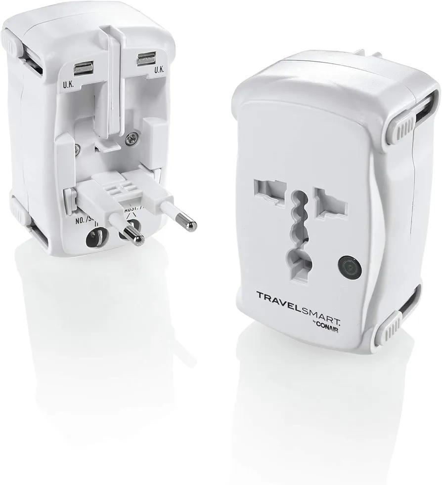 Conair Universal Travel Adapter, European Travel Plug Adapter with Surge Protection, All-in-One Worldwide Travel Adapter