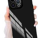 Compatible with iPhone 15 Pro Max Case Rectangle for Women Men, Soft TPU Shockproof Full Lens Protection, Works with Magnetic Wireless Charging Cover Phone Case for iPhone 15 Pro Max Black