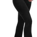 Leafigure Maternity Flare Leggings with Pockets Over The Belly Yoga Pants for Workout Soft Pregnancy Activewear (Black, XL)