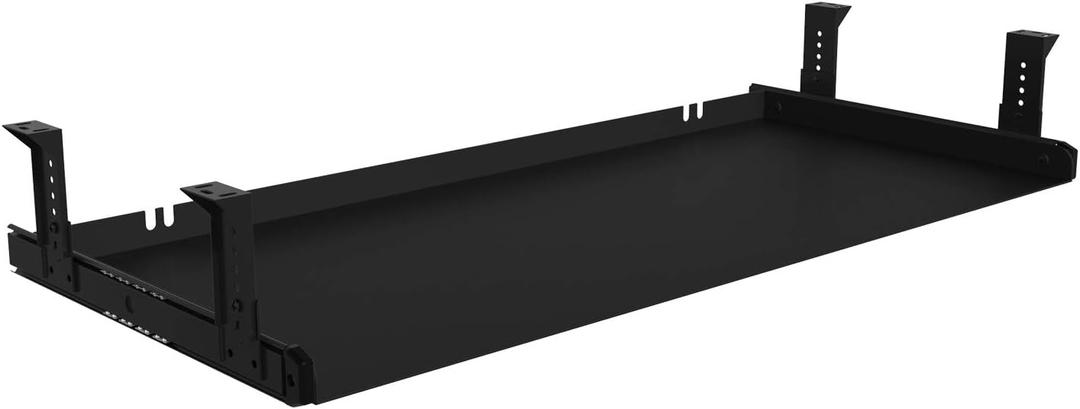 FRMSAET Under Desk Keyboard Tray Heavy-Duty All-Metal Material 20/24/30 inches Platform Computer Drawer Organizer Home Office Kitchen Bedroom Garage Storage Tool - Easy to Install.(30 inches, Black) (Large)