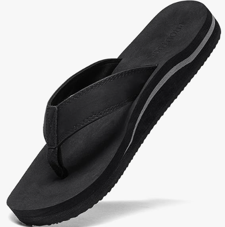 Men's Wide Flip Flop with Orthotic Arch Support Athletic Slide Thong Sandals for Men Soft Cushion Footbed (11, Cloud Gray)