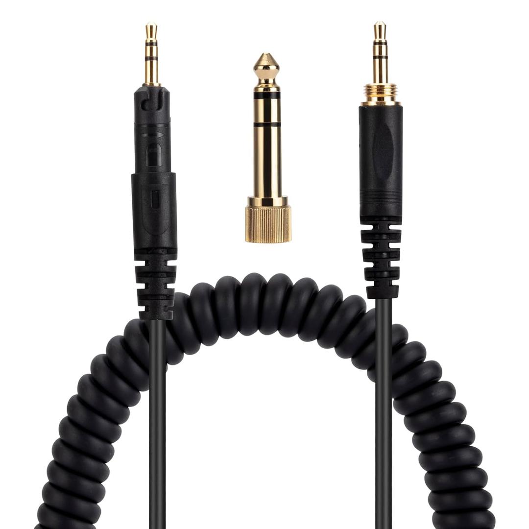 UNCLE LIGHT HD518 HD558 HD598 HD599 HD579 Replacement Audio Cable, Compatible with Sennheiser Headphones, 3.5mm (6.35mm) to 2.5mm Male Stereo Jack Cord, Coiled Cable, 4.6 Ft (1.4 Meters), Black