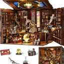 CCCDF DIY Book Nook Library Kit, Miniature Dollhouse Booknook Kit, 3D Wooden Puzzle Bookend Bookshelf with LED Light for Teens and Adults (Beyond Library Max)