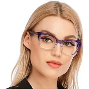 AQWANO Oversized Cat Eye Reading Glasses Women Blue Light Blocking, Filter UV Ray/Glare Computer Readers Fashion, Purple 1.5