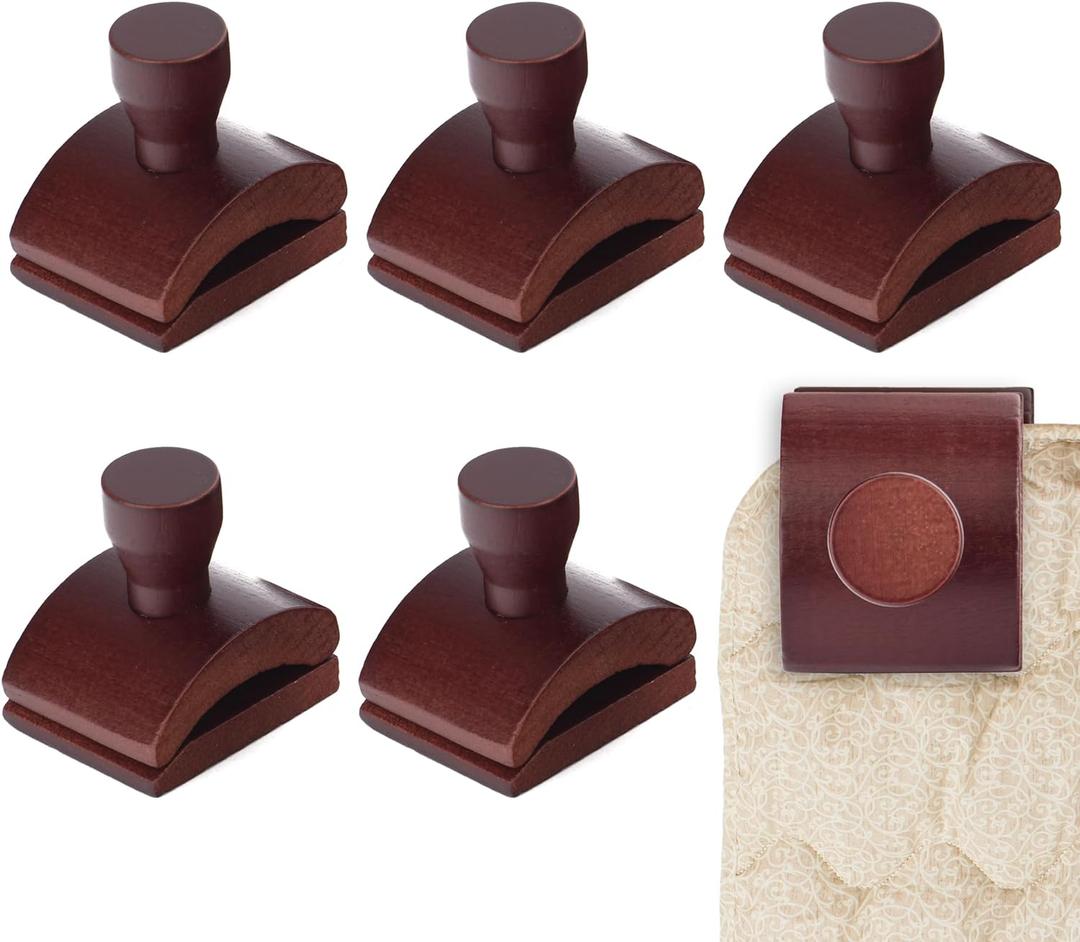 Impresa [6 Pack] Mahogany Quilt Wall Hangers to Showcase Your Work  Extra Wide Strong Grip Tapestry Hangers for Walls  Easy to Install Clips with Hardware Included  Wooden Blanket Hangers