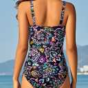 Aqua Eve One Piece Bathing Suit for Women Tummy Control Swimsuit Slimming Vintage Swimwear (XXL)