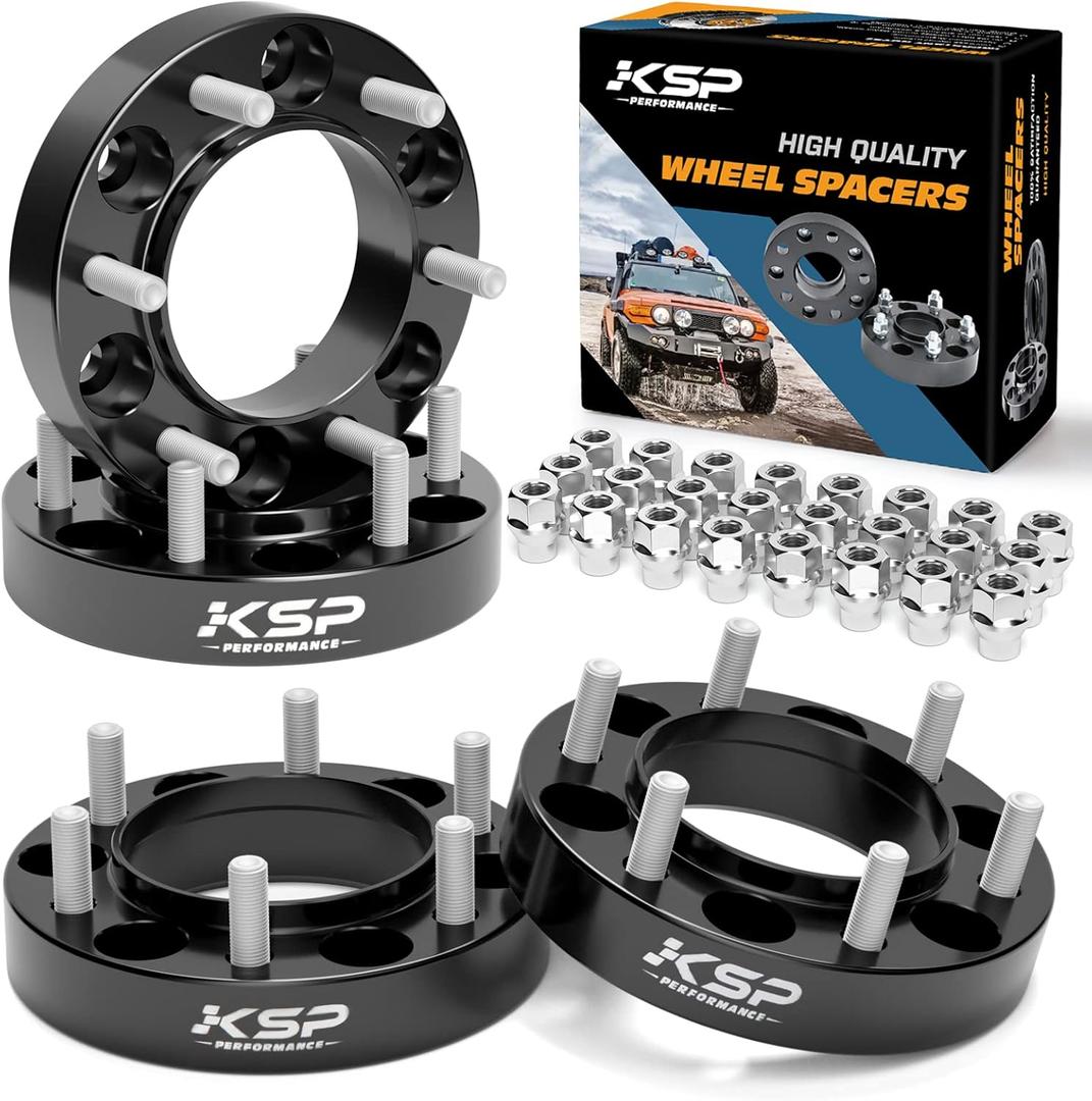 KSP 1.25" Wheel Spacers for Tacoma 6 Lug Wheel,4pcs 6x5.5 Hubcentric Spacer fit for 4runner Tundra Fj Cruiser Sequoia,32mm Forged Spacer with 12x1.5 Stud 106mm Center Bore,6x139.7 Aluminum Tire Spacer (6X5.5-1.25inch, 1995-2023 tacoma)