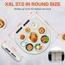 Round Food Warming Mat XXL 27.5''x27.5'' (Beige) - Electric Food Warming Tray with 9 Temp Levels - Silicone Food Warmers for Parties Buffet with Timer, Child Lock & Fast Heating